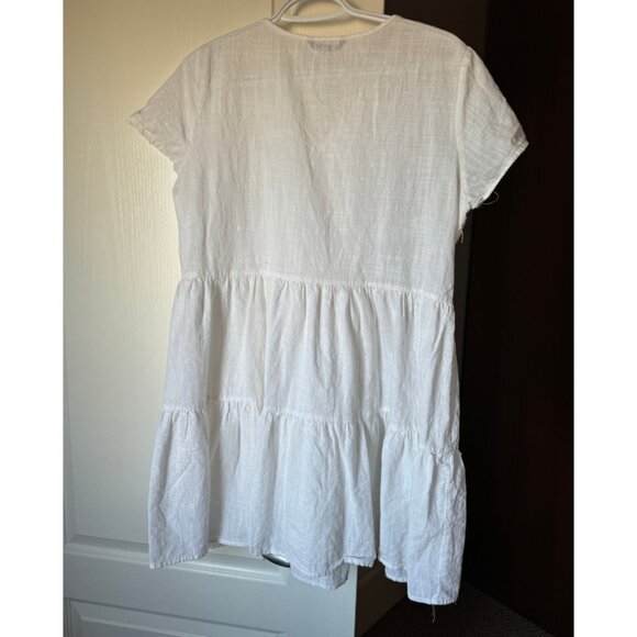 SheIn White Linen Layer Flare Dress Women - Picture 3 of 3